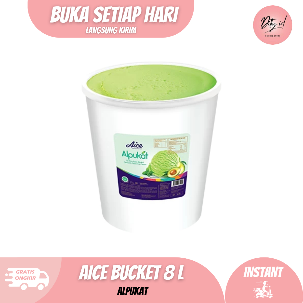 AICE Ice Cream Bucket 8 Liter - Avocado (Es Krim Ember Alpukat)
