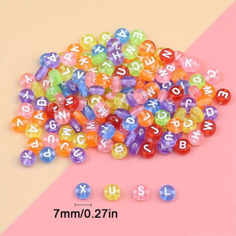 MANIK MANIK HURUF BULAT/MUTE HURUF/MANIK ALFABET /MANIK MANIK HURUF UNTUK KERAJINAN TANGAN