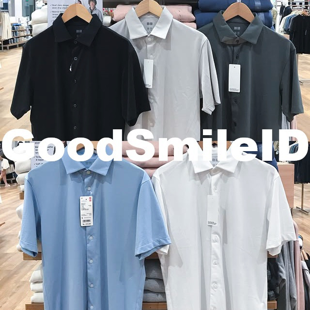 SALE Men Kaos Polo Full Open AIRism Full Kancing Jersey PRIA JASTIP KERAH UNIQLO