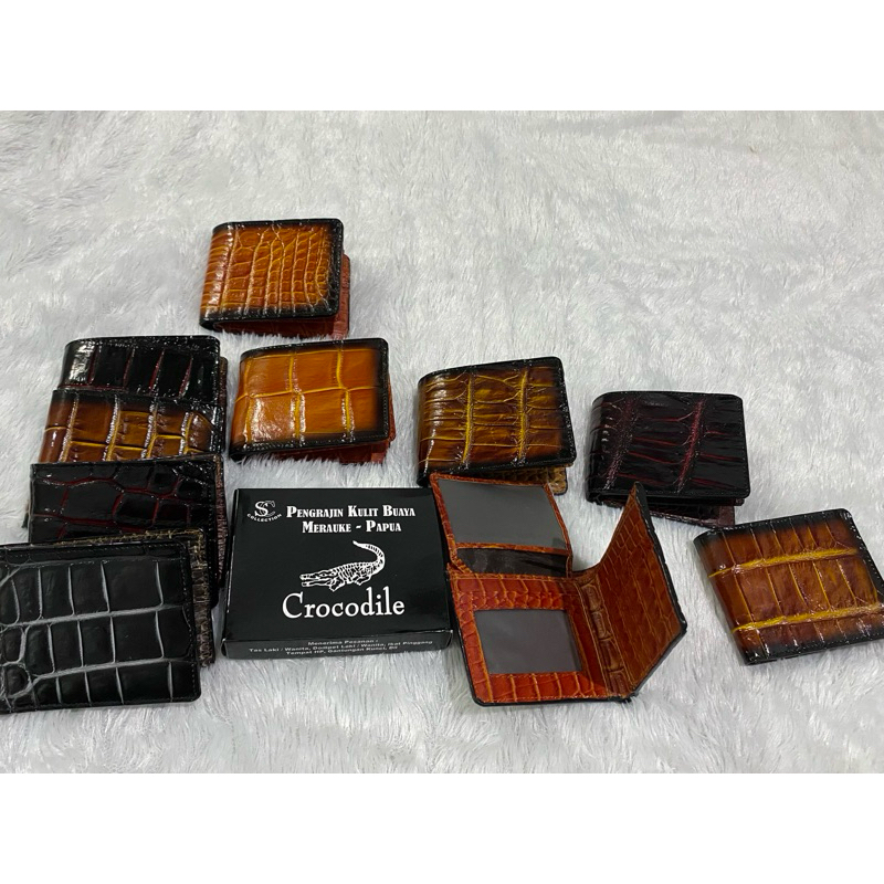 dompet pria lipat kulit buaya asli ori merauke
