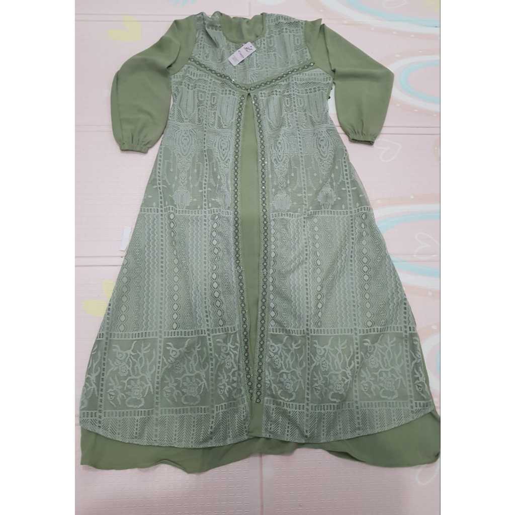 -ROSALINA Collection -Gamis Wanita Syar’i-Bahan Crinkle  Airflow PREMIUM with RENDA with BEADS