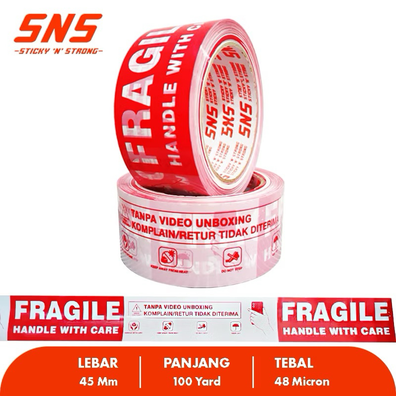 

Lakban Unboxing Fragile 100 Yard x 45 Mm x 48 Mic Sticky N Strong (SNS)
