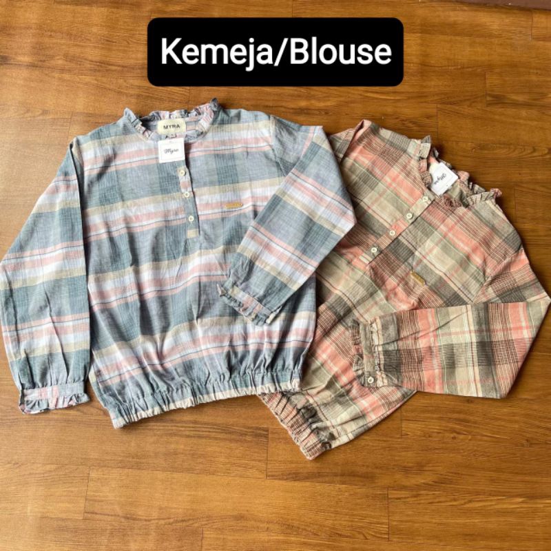 Kemeja Dewasa wanita katun Triset ori / blouse katun triset