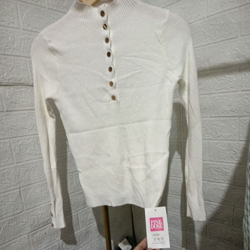 blouse manset knit rajut PINKDOSE inara busui kancing