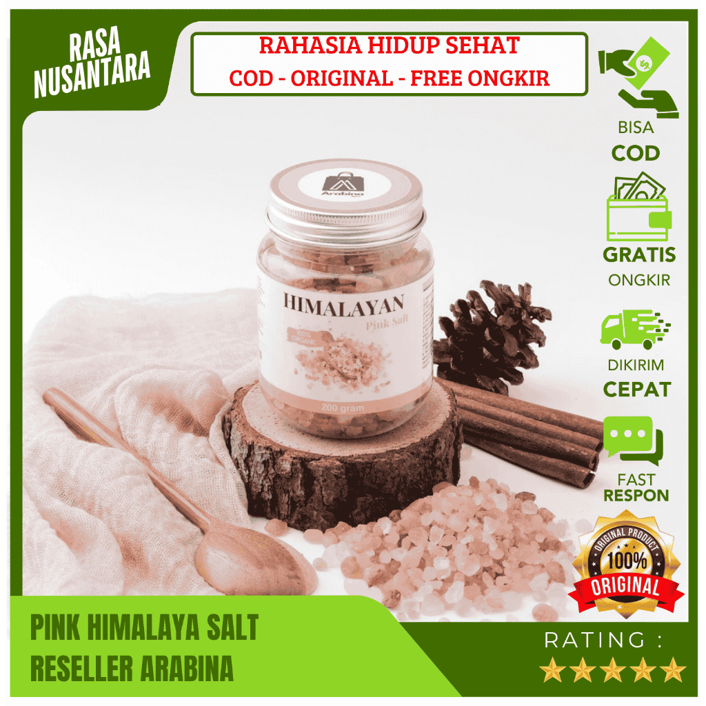 

ARABINA GARAM HIMALAYA ORIGINAL (FREE ONGKIR) Pink Salt Himalayan 110-350gr Untuk Masak/Garam Himalaya Asli Organik Halus Penyedap Rasa/Garem Premium Pure Super Fine Grade Himlayan Salt Himsalt Organik Bukan Safiya/Garam Himalaya Pinl Salt Best Seller