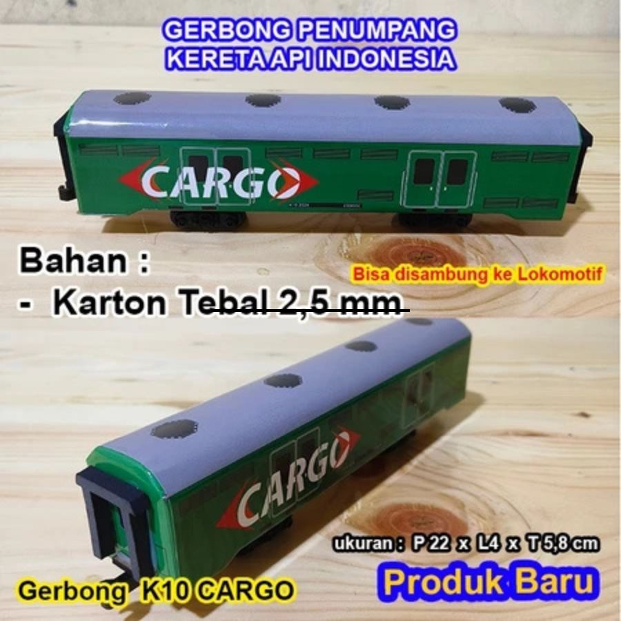 Mainan kereta api gerbong kontainer kereta api Indonesia Cargo Hijau