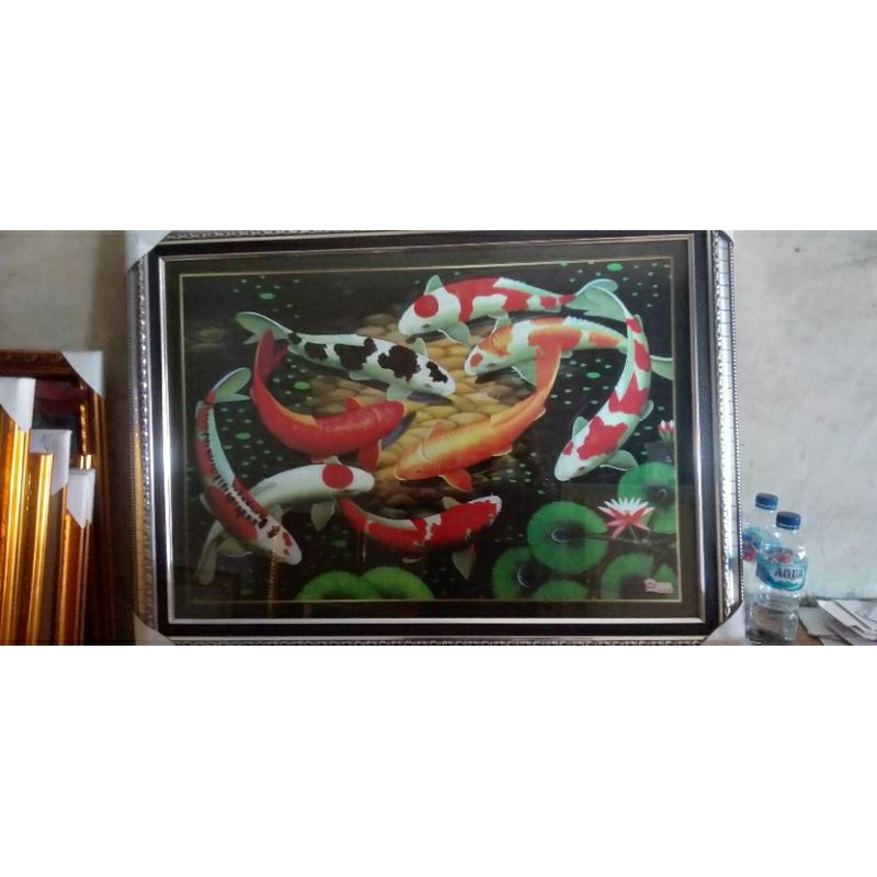 bingkai lukisan poster ikan koi