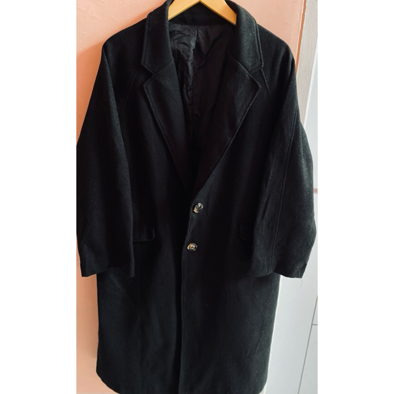 SUPER LONG WOL BLACK COAT FULL FURING UNISEX LD 120 Pnjg 112 GRL MADE IN JAPAN HITAM PEKAT LOOK MAFI