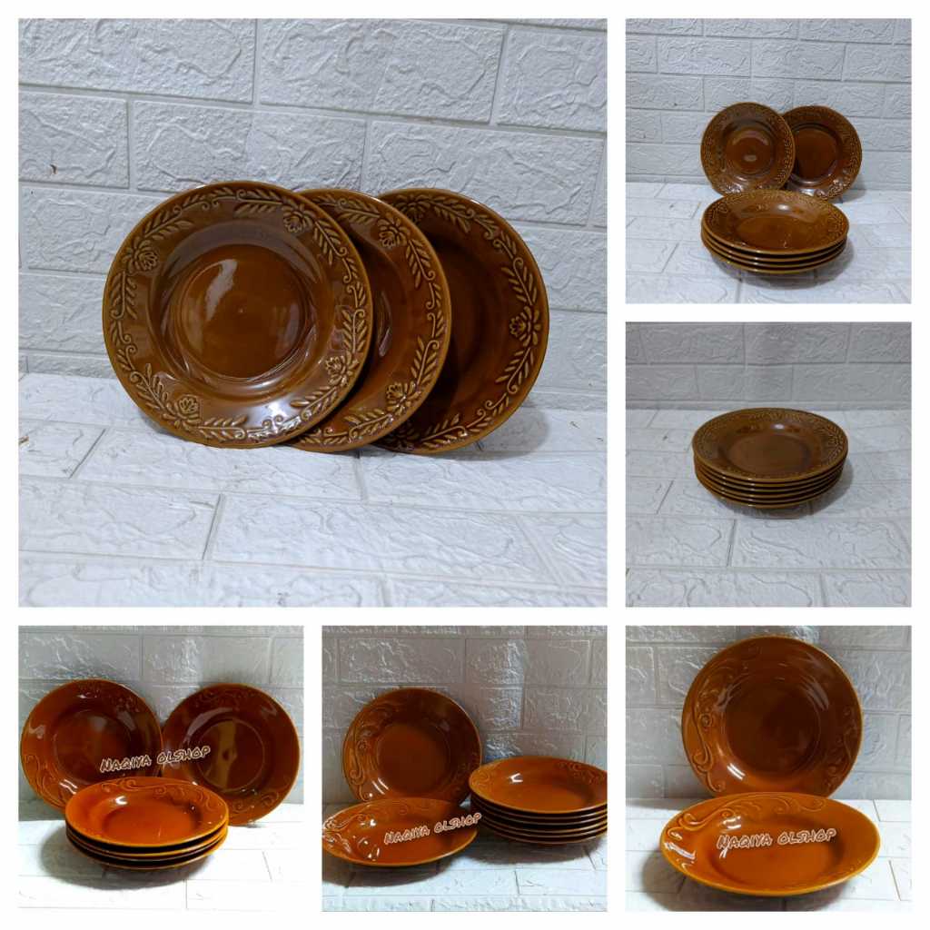 piring keramik coklat//piring keramik//piring makan//piring cantik keramik