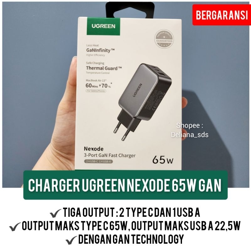 Charger Ugreen Nexode 65W Gan Tech Garansi Resmi 1 Tahun Charger Ugreen Nexode Gan 65W Charger Ugree