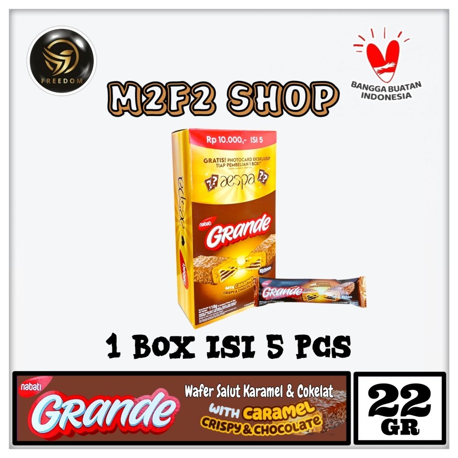 

Nabati Grande With Caramel, Crispy & Chocolate Richoco | Wafer Krim Salut Karamel Krispi & Cokelat - 22 gr (Kemasan 1 Box)