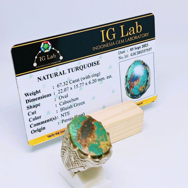 Cincin Natural Pirus Persia (Turquoise) + Memo