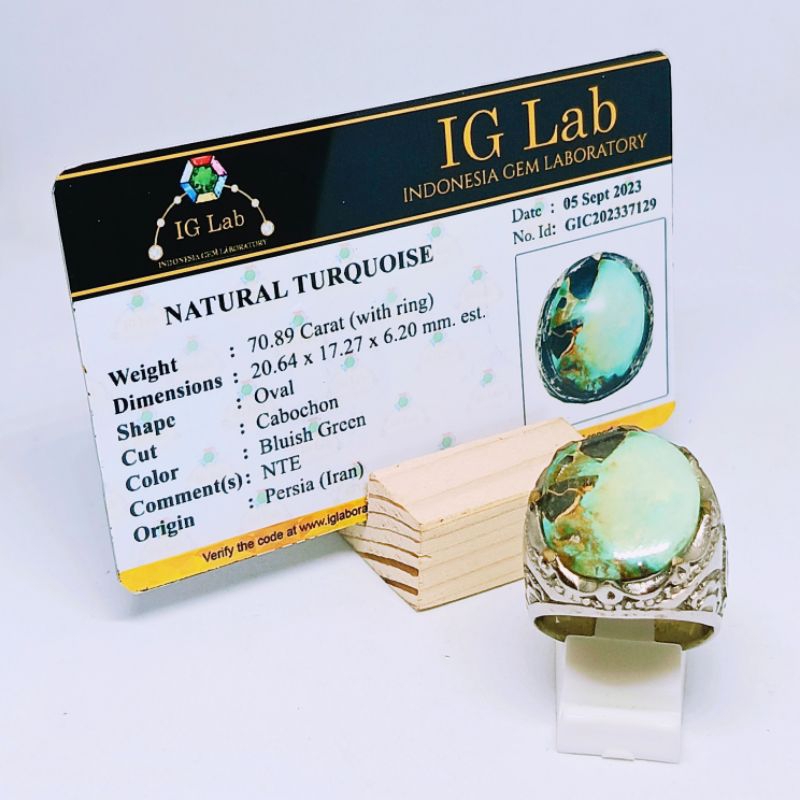 Cincin Natural Pirus Persia (Turquoise) + Memo
