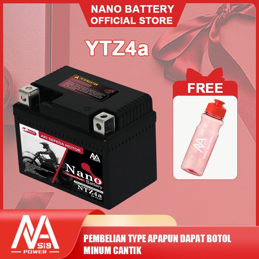 Aki Accu Motor Nano Battery Sodium Ion / Aki Motor NTZ4A / Aki Motor Murah 110CC Injeksi / Aki Motor