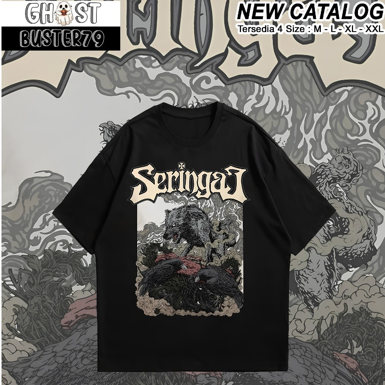 KAOS Band SERINGAI - Baju METAL SERIGALA MILITIA / TSHIRT / HITAM / DEWASA / PRIA / ROCK / WANITA Ka
