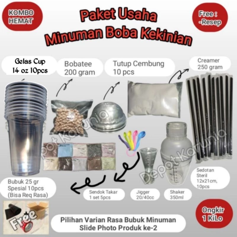 

Paket Usaha Minuman Boba Kombo Hemat Untuk 10 porsi Minuman Kekinian