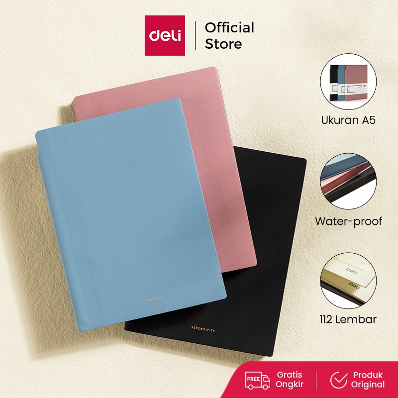 

Deli Leather Cover Notebook / Buku Catatan / Agenda Sampul Kulit A5 96 112 Lembar Soft Cover Paper Pocket EN128L