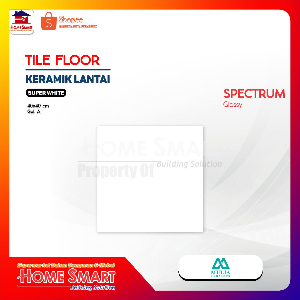 Keramik 40x40 Mulia Spectrum - Super White Glossy