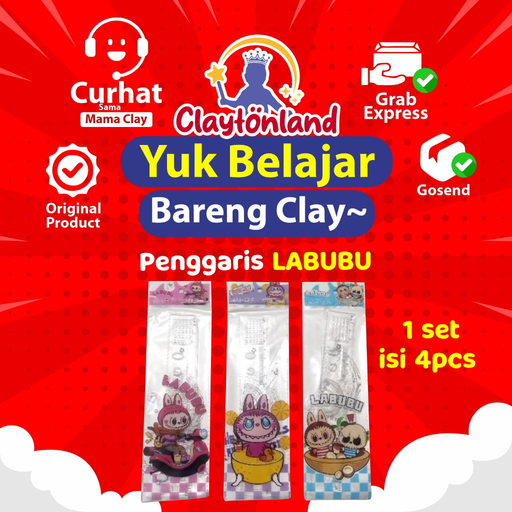 

Penggaris Set LABUBU 1 set isi 4pcs / Penggaris Set karakter lucu LABUBU