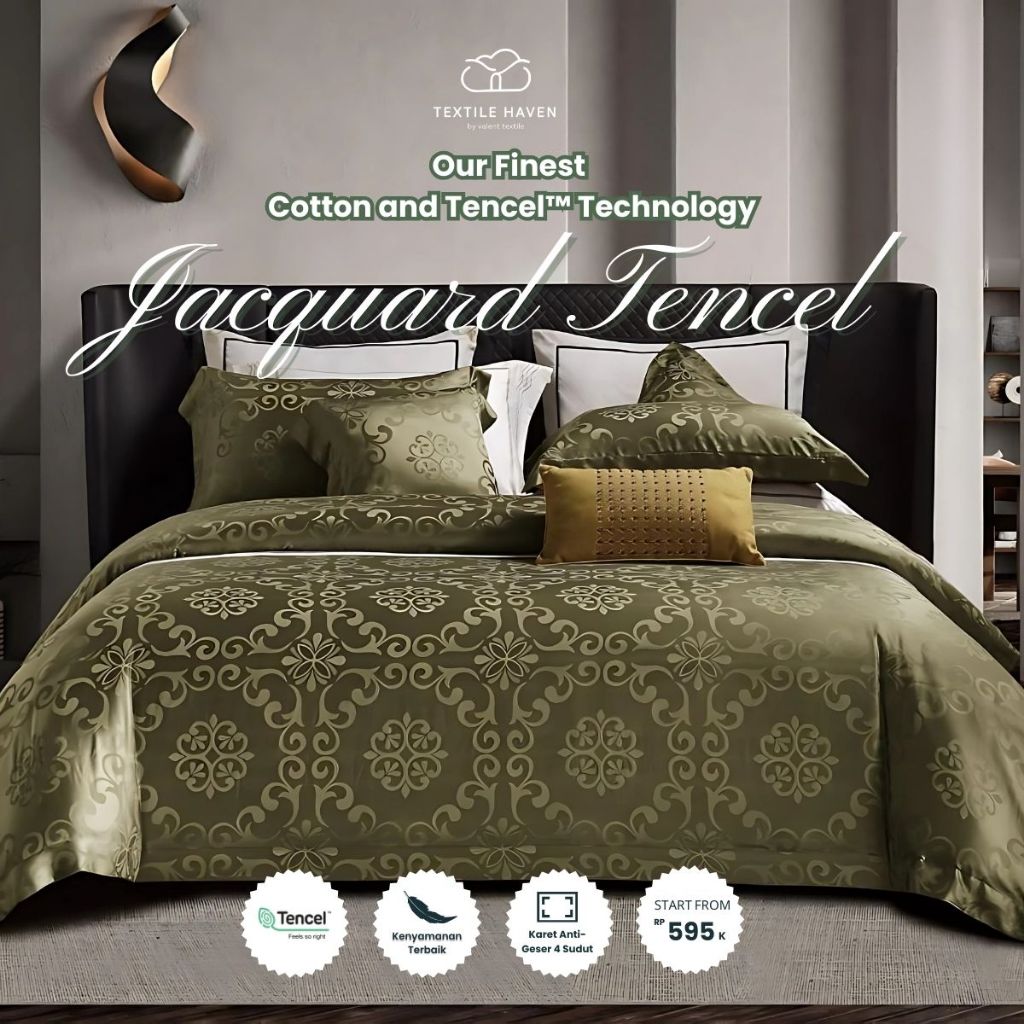 Sprei dan BedCover Jacquard Tencel Serat Bamboo Original 80s | Sprei KingKoil Sutra Emboss tinggi 40