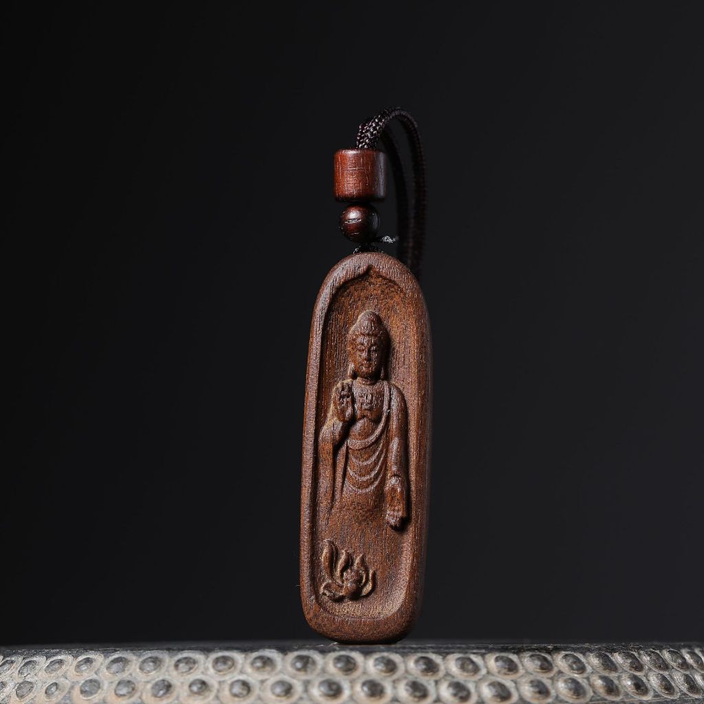 Kalung / Gantungan Kayu Ukir Buddha & Guan Yin - Pendant Fine Carving Chinese Legend Necklace Lucky 