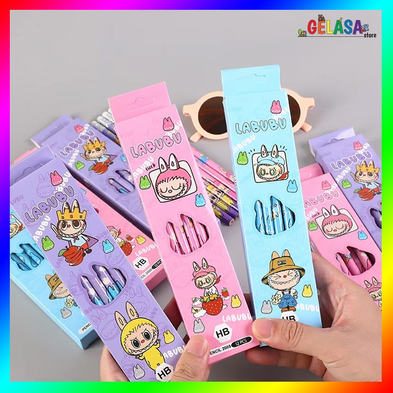 

Gelasa Pensil Serut HB 12pcs motif Labubu