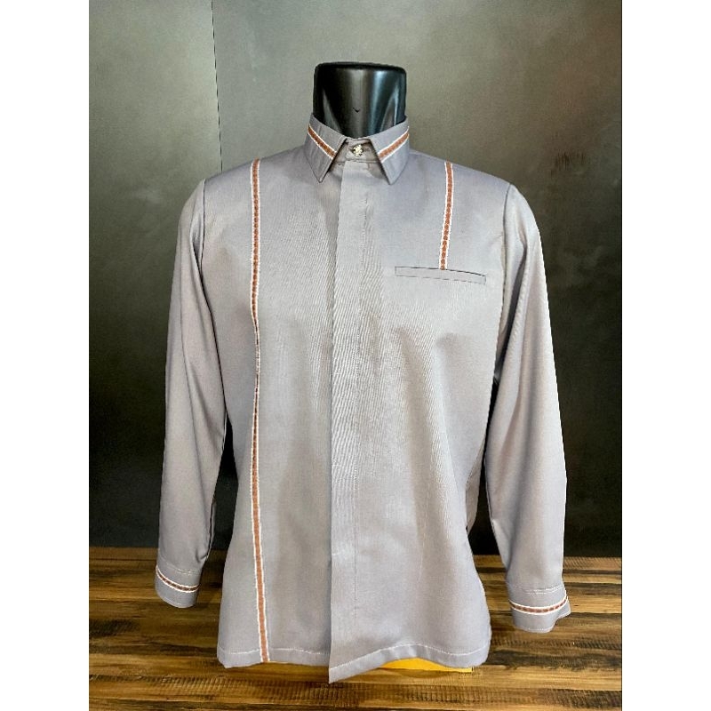 kemeja pria grey dark lengan panjang