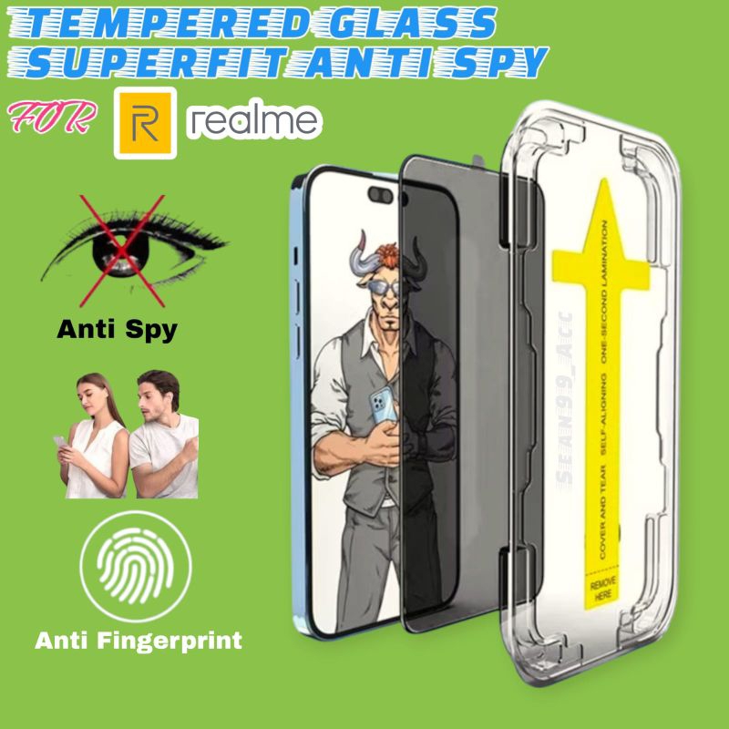 Tempered Glass Superfit Anti Spy Realme C30 C33 C35 C53 C55 C61 C65 C67Anti Gores Aksesoris Hp Andro