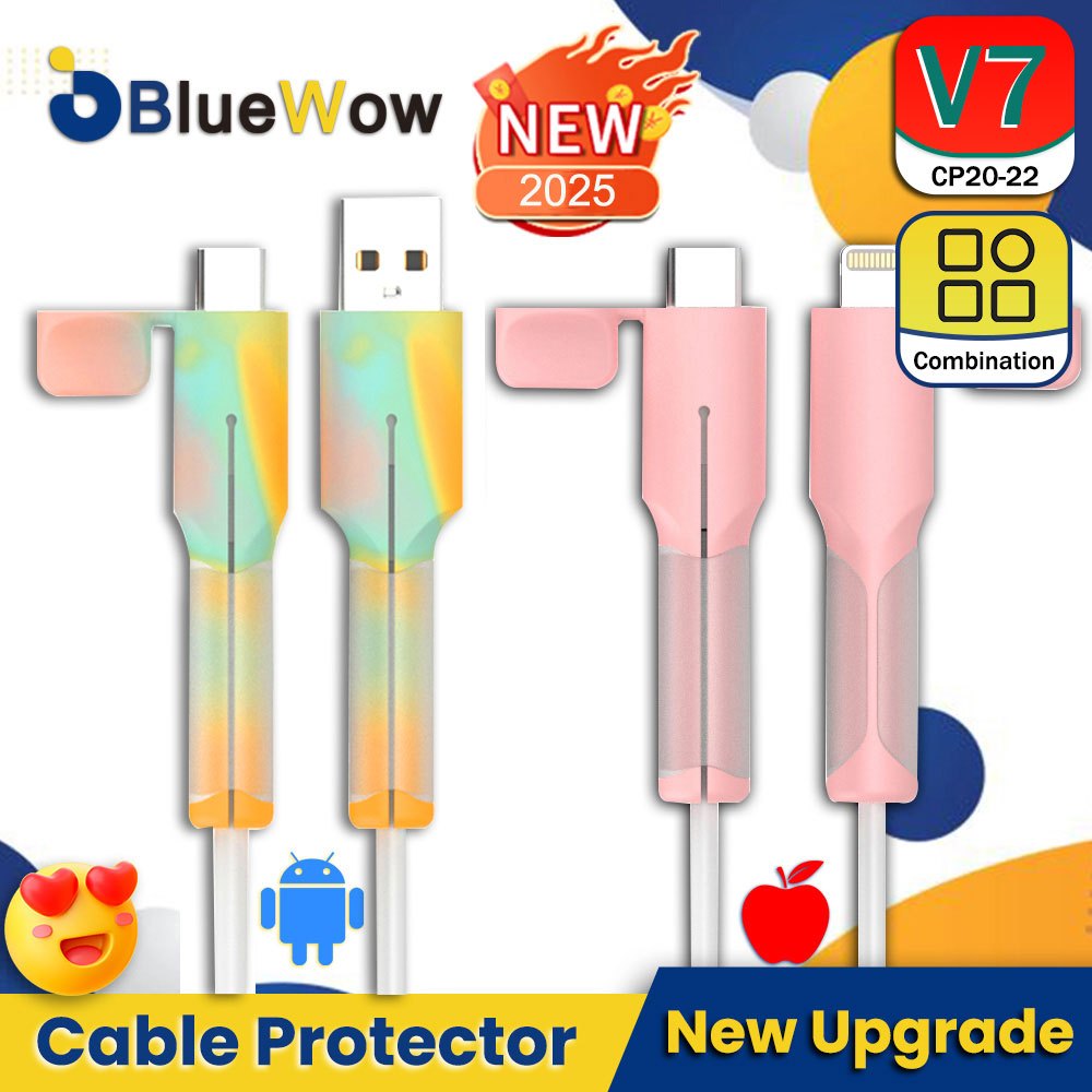 BlueWow Pelindung Kabel Charger Kabel Data Kawat Kabel Data HP Untuk Iphone Xiaomi Oppo Huawei Andro
