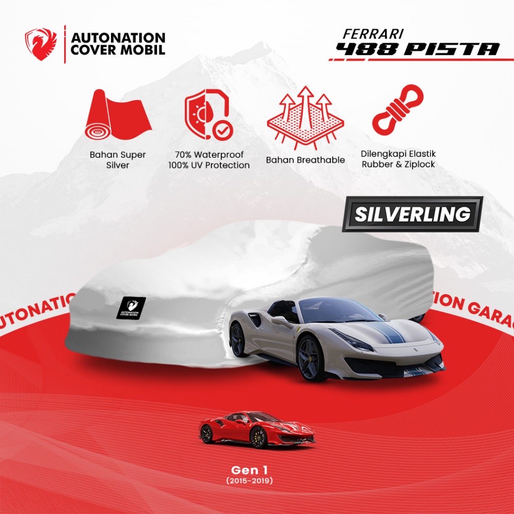 Autonation Garage – Cover Mobil Ferrari 488 Pista Silverling