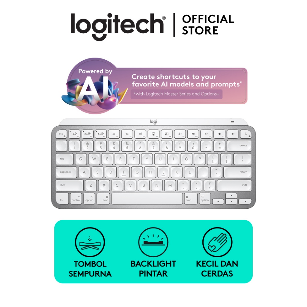 Logitech MX Keys Mini (For Mac) Keyboard Wireless Bluetooth Minimalist Backlit Illuminated for IOS P