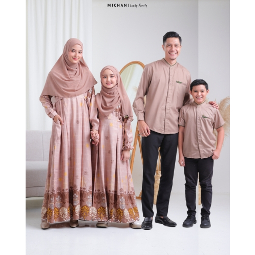 Sarimbit keluarga family set baju seragam keluarga motif polos baju muslim keluarga warna milo coksu