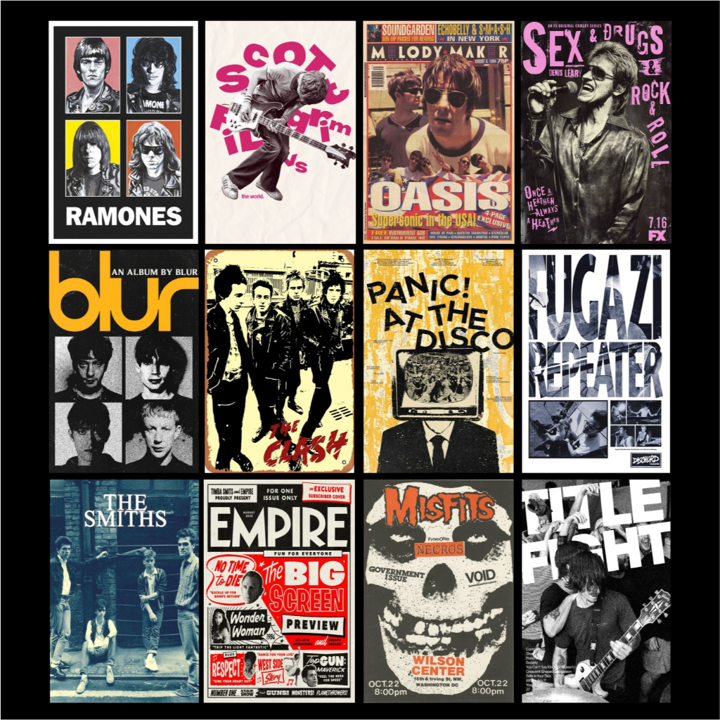 12 pcs Poster Band Gigs Punk Rock A5+ Art Paper Glosy 260gr Poster Rock Punk Sunday
