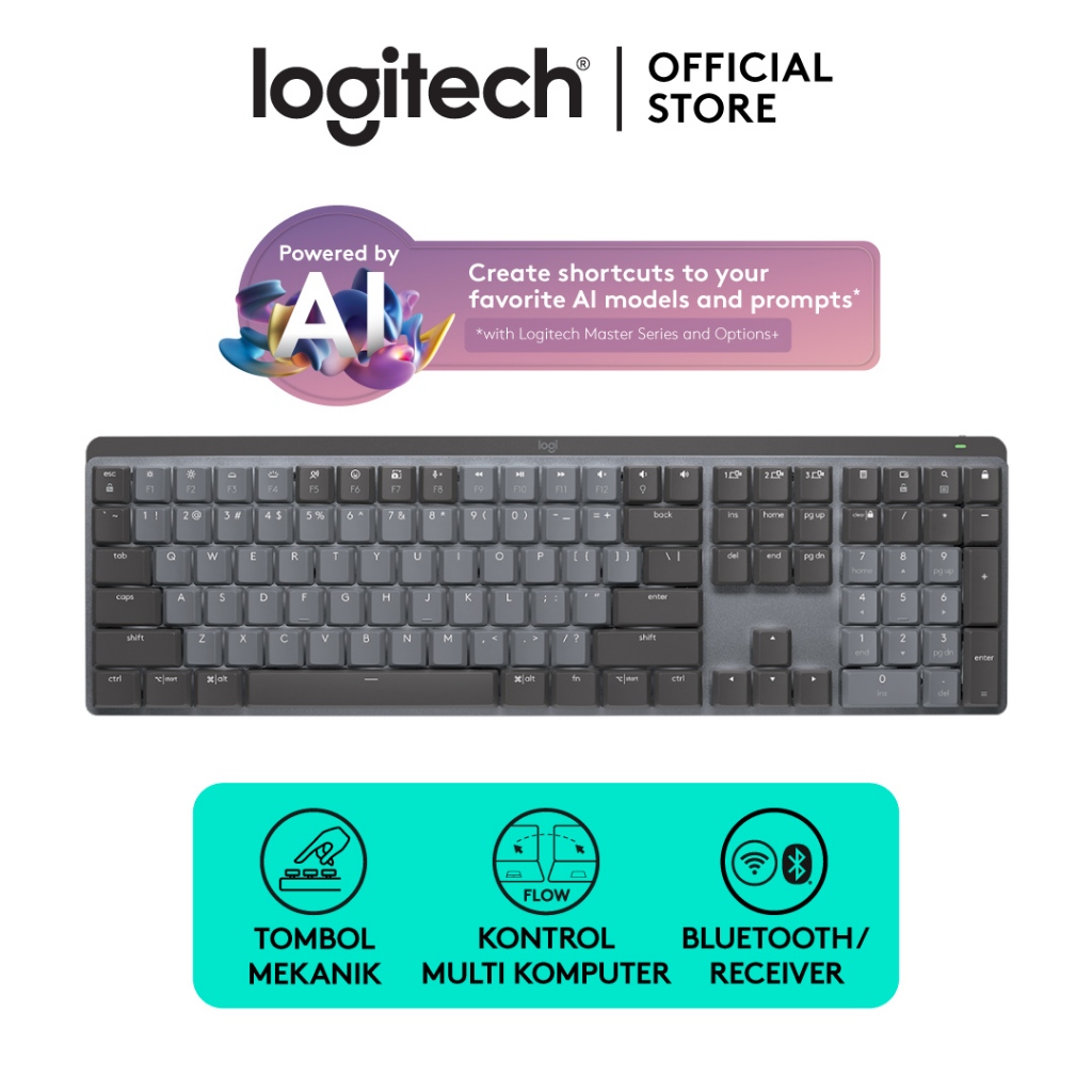 Logitech MX Mechanical Tactile Keyboard Wireless Bluetooth Backlit