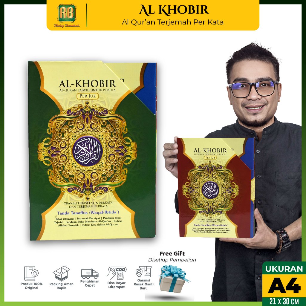 Alquran Khobir Per Juz A4 Ukuran Besar Al Quran Perkata Latin dan Terjemahan 30 Jus Terpisah Jumbo