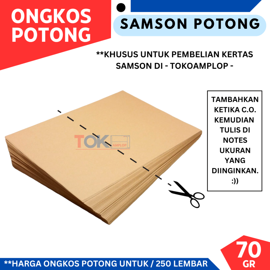 

Ongkos potong kertas samson per 250 lembar