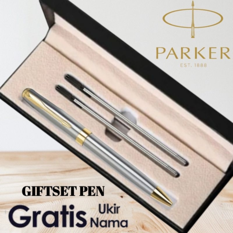 

Giftset Pen Pulpen Hampers Souvenir Kado 2 Refill Parker Gratis Grafir Nama/Logo