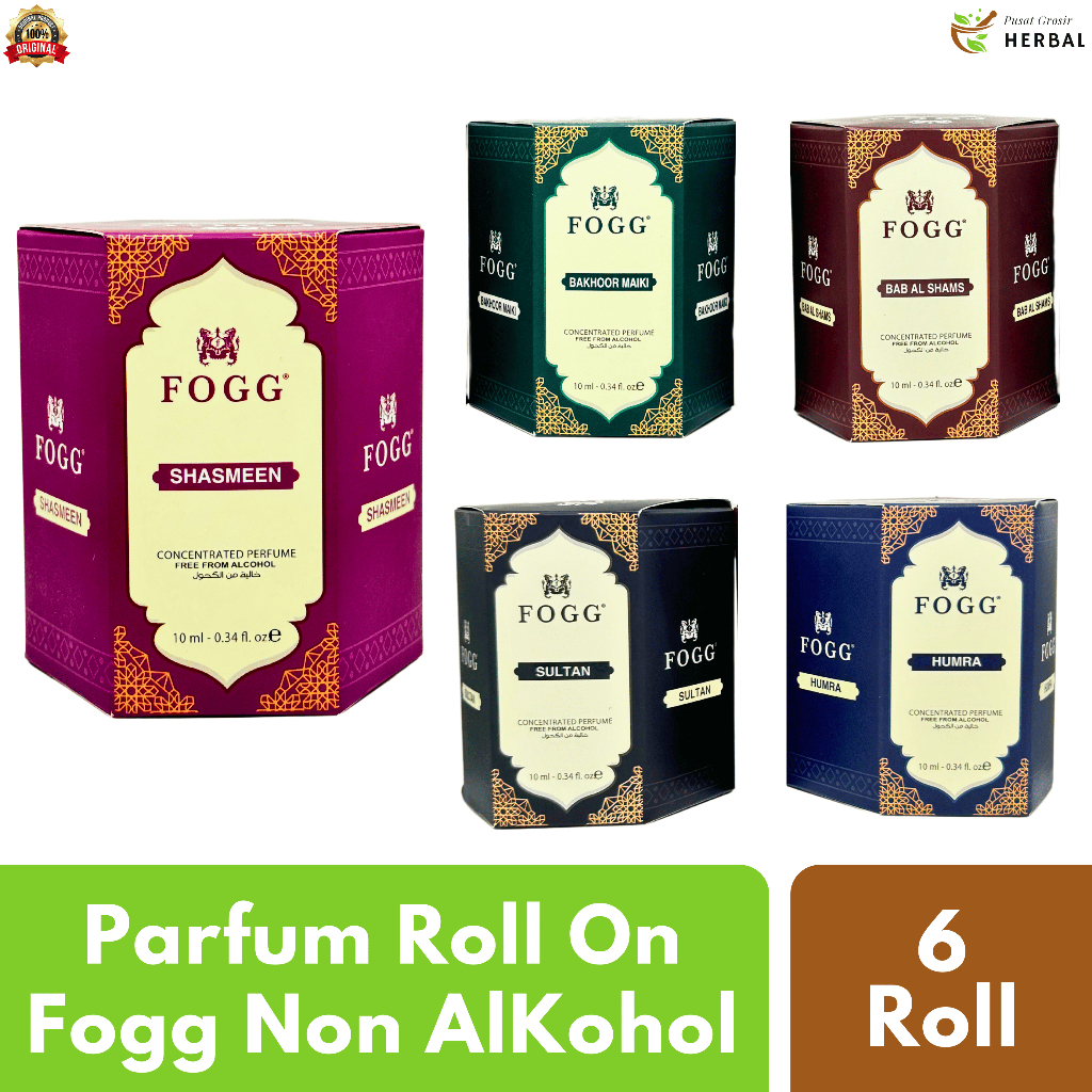 Minyak Wangi Fogg 1 Box Non Alcohol Tahan Lama Untuk Sholat Parfum Oles Tanpa Alkohol Pria & Wanita