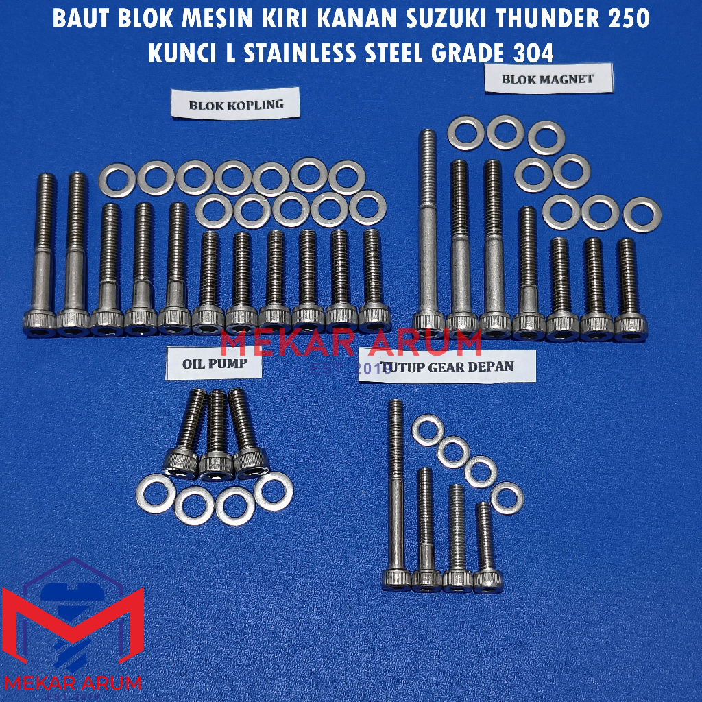 Baut Kiri Kanan & Crankcase Untuk Mesin Sepeda Motor Thunder 250