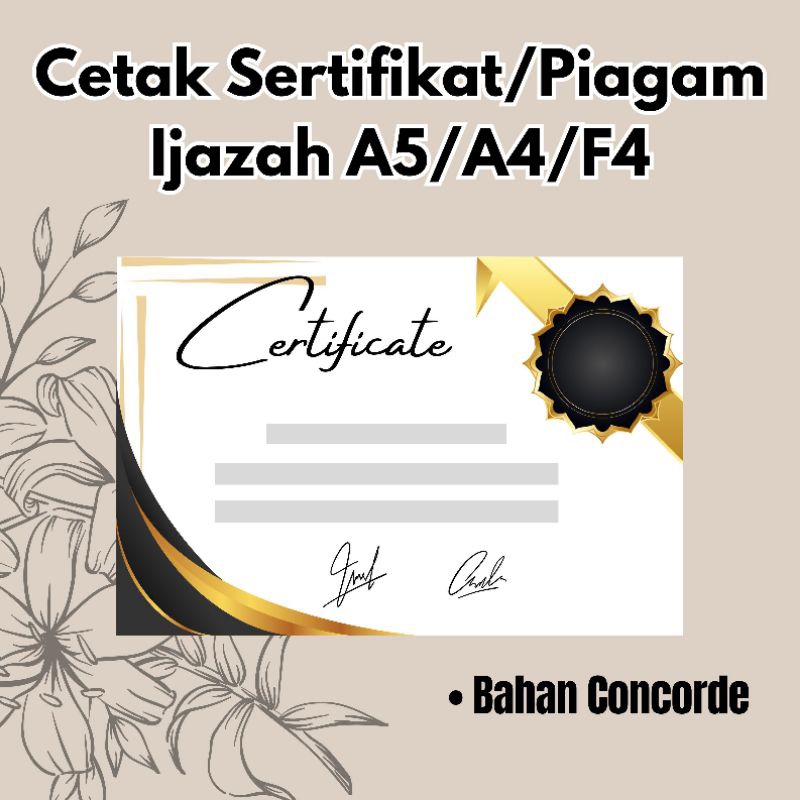 

Cetak Sertifikat / Ijazah / Piagam A5 / A4 / F4 Bisa Bolak Balik