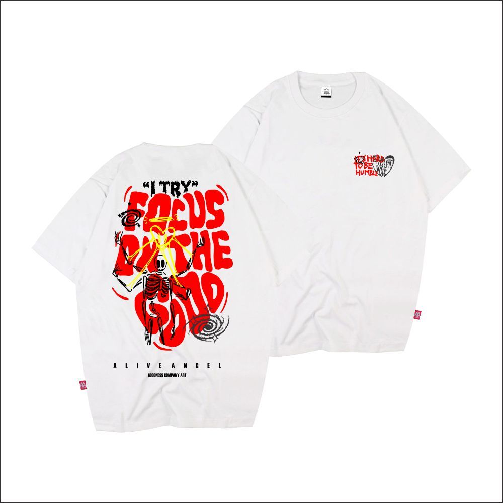 TSHIRT PRIA & WANITA STREETWEAR ORIGINAL ALIVE ANGEL GOODNESS MOTIF SKENA ART GRAFFITI MURAL BUBBLE 