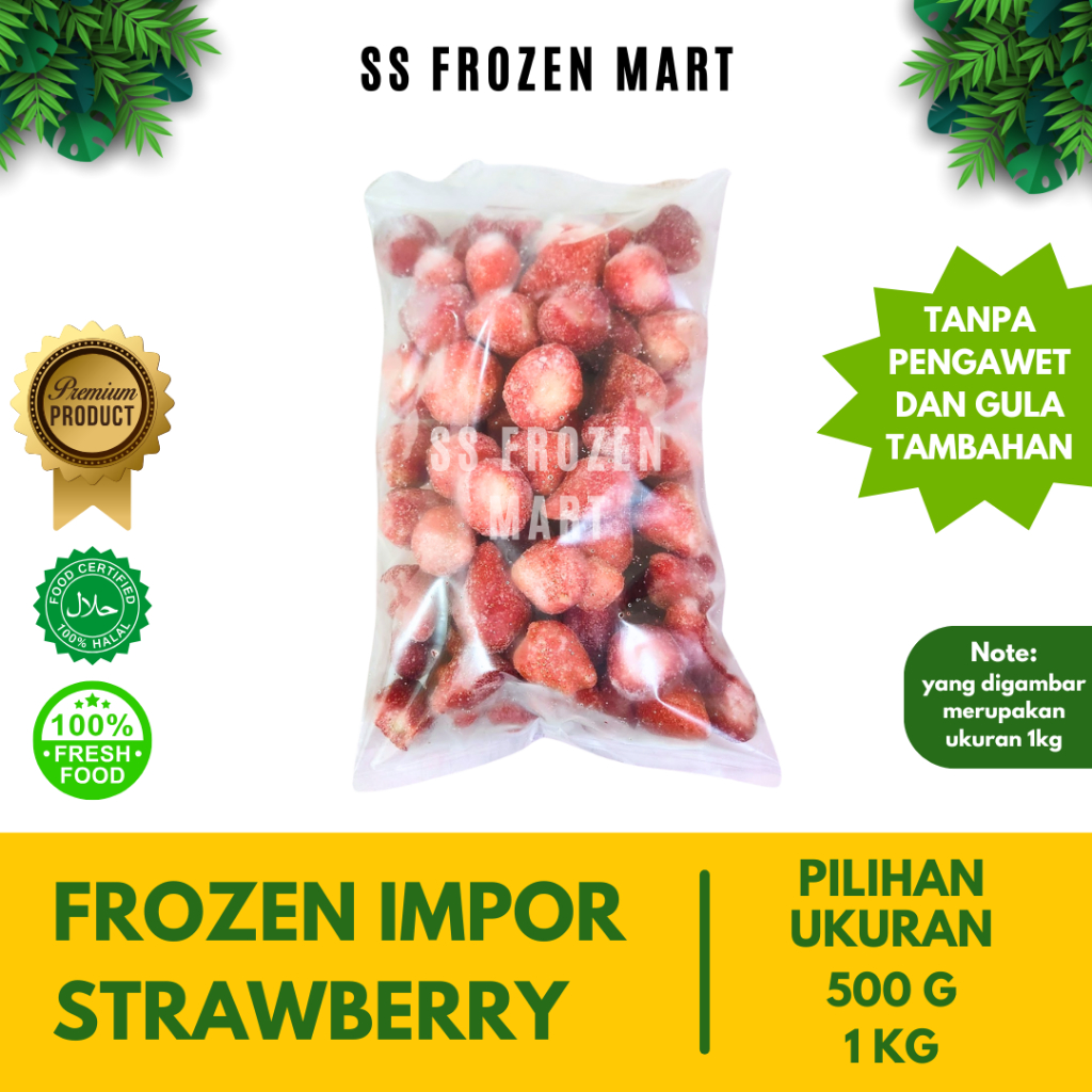 

Frozen Strawberry Import/Stroberi beku impor - 500g/1kg