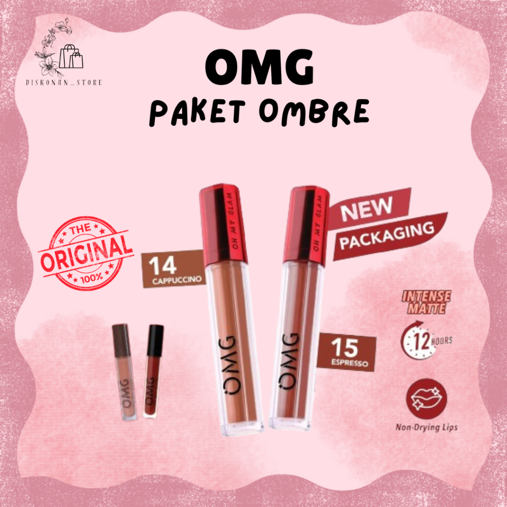 KEMASAN BARU OMBRE OMG LIP CREAM COFFE EDITION NO 14 CAPPUCINO & NO 15 ESPRESSO
