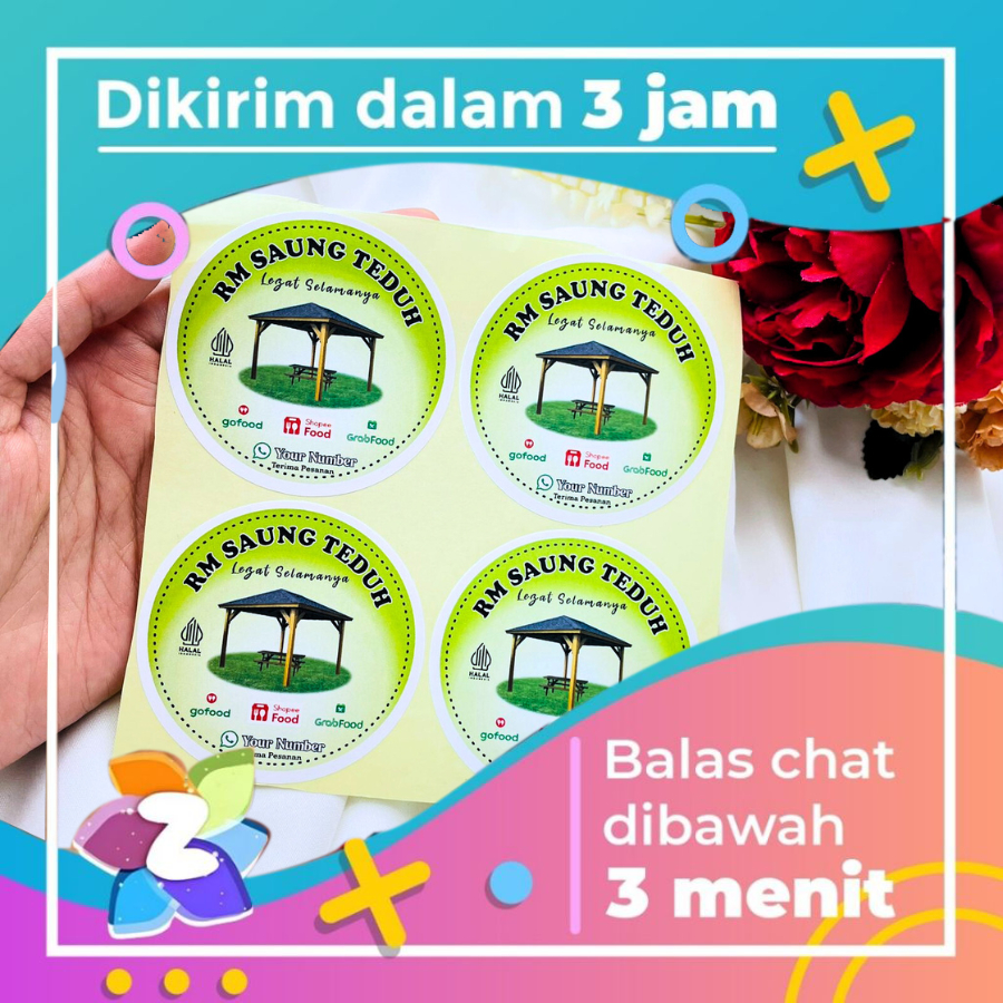 

5-8 Zennida Cetak Stiker Warung Nasi Label Catering Makanan Restoran Free Desain Uk.Sedang Custom