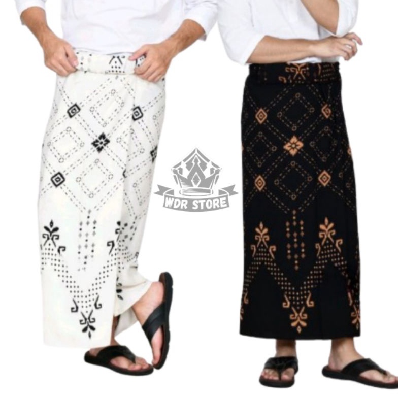 Terbatas Sarung Batik Pria Hitam Putih Dewasa WADIMOR Palaikat Warna Tumpal Motif Kain Sarung Sampin