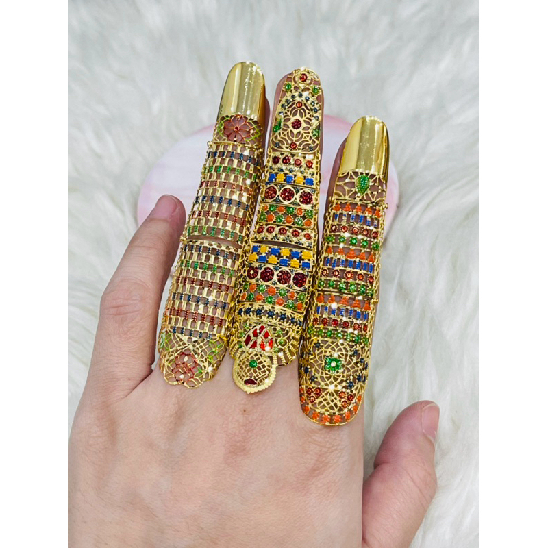 cincin kuku kerawang motif dubai mewah elegant cantik emas asli kadar 700