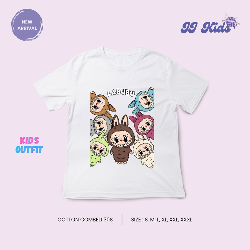 Baju Kaos LABUBU POPMART Anak Laki Laki & Perempuan Cotton Combed  30s 2Thn - 14Thn JJ KIDS