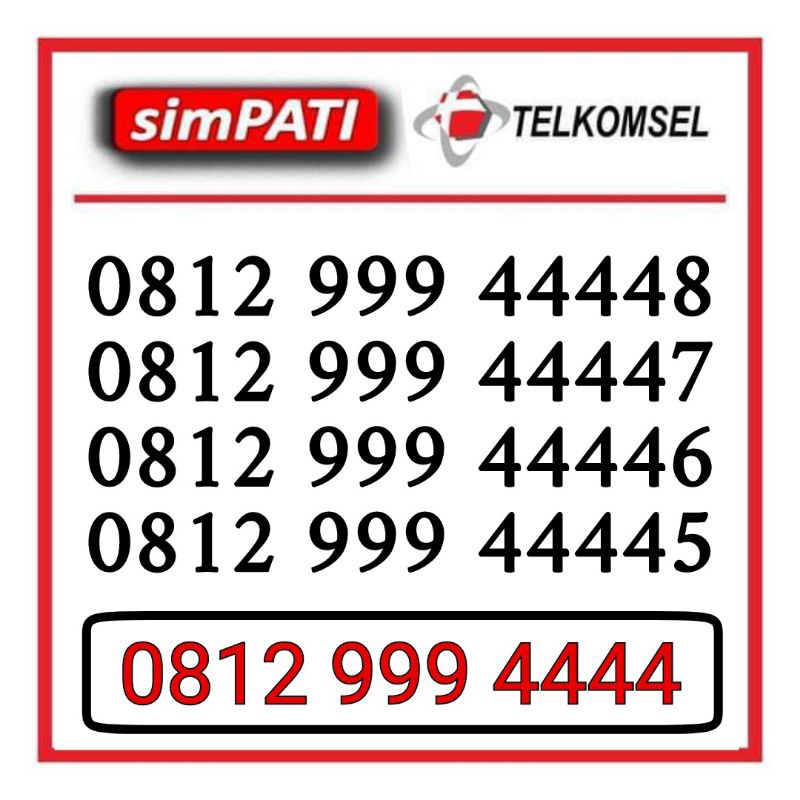 NOMOR CANTIK TELKOMSEL KARTU CANTIK PERDANA CANTIK  999 4444 9994444