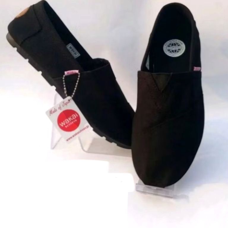 Modern V4 Sepatu Slip On Wakai Casual Santai Pria Wanita Hitam Full Black Original