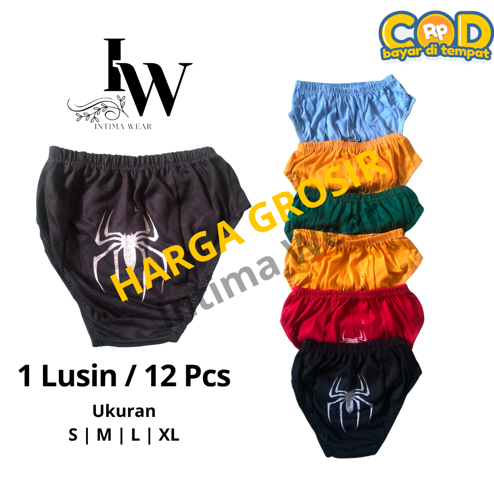 IntimaWear - Grosir 12 PCS (1 Lusin) Celana Dalam Anak Motif SpiderTermurah | Celana Dalam Anak Keki